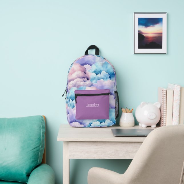 Fun Child Pastel Clouds Printed Backpack (Insitu)