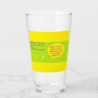 Fun chill out message on a glass cup yellow green