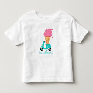 Fun Chill Summer Pink Ice Cream Scooter Sweetheart Toddler T-Shirt