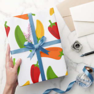 Fun Chilli peppers pattern Fiesta party wrap Wrapping Paper