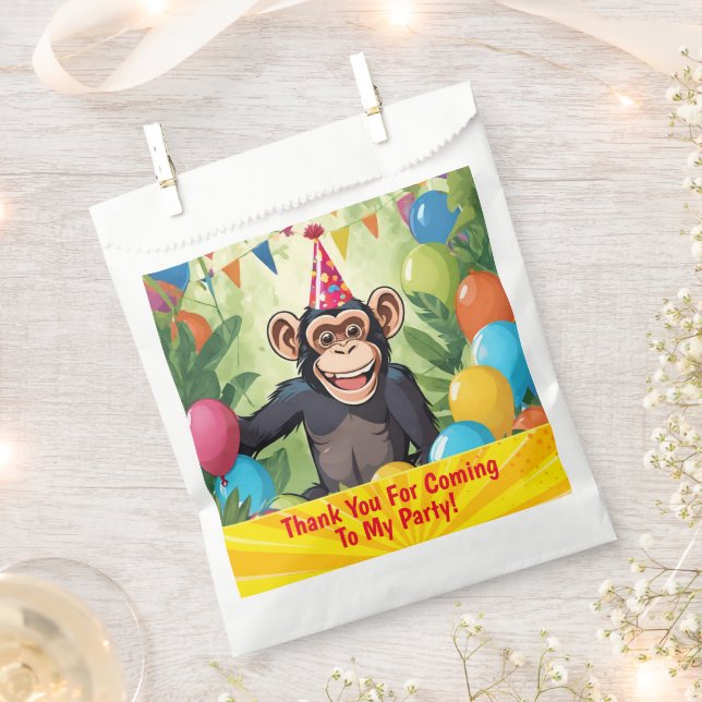 Fun Chimpanzee Kid's Wild Jungle Birthday Favour Bags (Clipped)