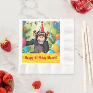 Fun Chimpanzee Kid's Wild Jungle Monkey Birthday Napkin