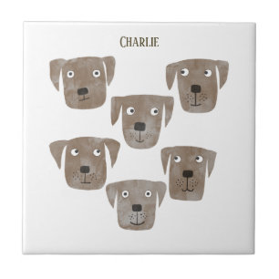 Fun Chocolate Labrador Retriever Dog Custom Name Tile