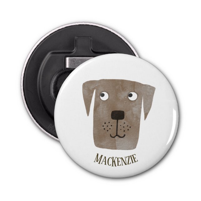 Fun Chocolate Labrador Retriever Dog Personalised Bottle Opener (Front)