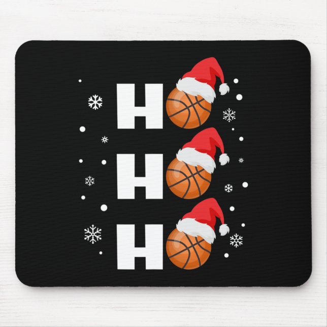 Fun Christmas Basketball Player Ho Ho Ho Sports Fa Mouse Pad (Front)