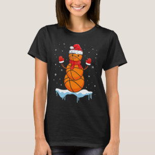 Fun Christmas Basketball Santa Snowman T-Shirt