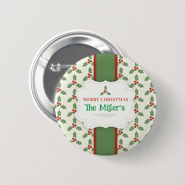 FUN! Christmas Button - Personalised -Add Name (Front & Back)