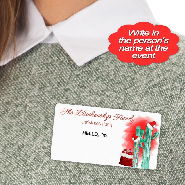 Fun Christmas Cactus Paper Label Name Tag (Help your guests remember names at your awesome Christmas paper with fun cactus sticker name tags.)