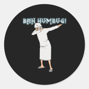 Fun Christmas Carol Dabbing Scrooge Nightgown Bah  Classic Round Sticker