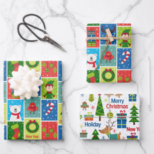 Fun Christmas Cartoon Images Wrapping Paper Sheet