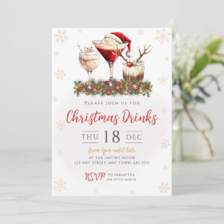 Fun Christmas Cocktails Drinks Party Invitation