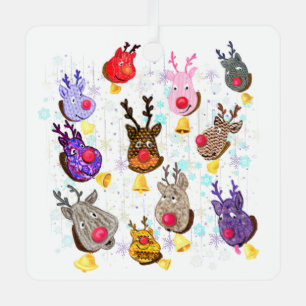 Fun Christmas Colourful Toys Deers with Bells Fun Metal Tree Decoration