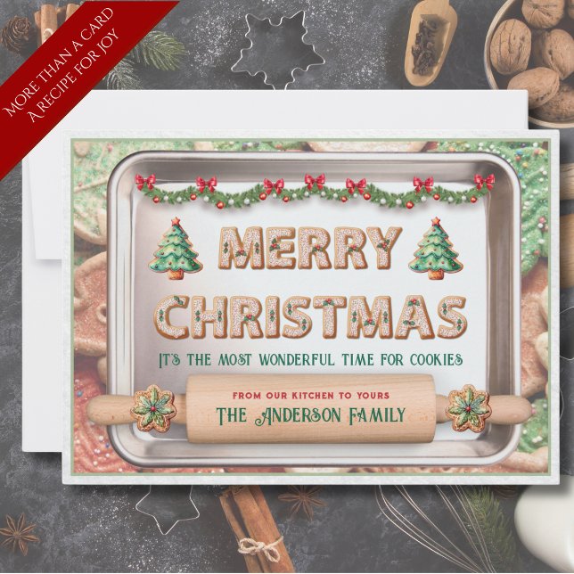 Fun Christmas Cookie Recipe Holiday Greeting Card (Send holiday cheer and a tasty tradition with this unique Christmas Cookie Recipe Greeting Card)