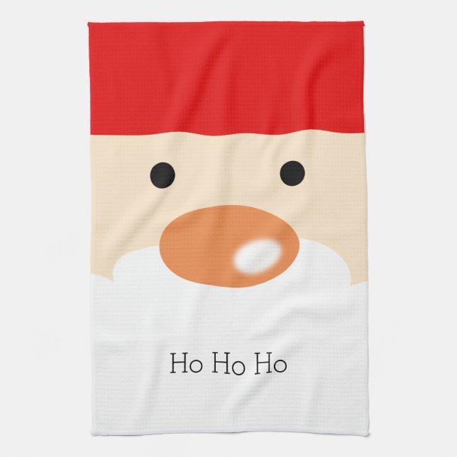 Fun Christmas Cute Minimal Santa Face Tea Towel (Vertical)