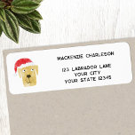 Fun Christmas Dog Personalised Return Address<br><div class="desc">An adorable watercolor painting of a golden yellow dog in a Christmas Santa hat. Perfect for animal lovers.  Original art by Nic Squirrell. 
Change the name and address to customise.</div>