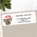 Fun Christmas Dog Personalised Return Address<br><div class="desc">An adorable watercolor painting of a brown dog in a Christmas Santa hat. Perfect for animal lovers.  Original art by Nic Squirrell. 
Change the name and address to customise.</div>