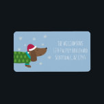 Fun Christmas Dog Return Address Label<br><div class="desc">This festive Christmas dog return address label features a cute dachshund with snowflakes on a light blue background. You can customise this with your family name and address. Perfect for wiener dog families and dachshund owners at Xmas.</div>