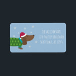 Fun Christmas Dog Return Address Label<br><div class="desc">This festive Christmas dog return address label features a cute dachshund with snowflakes on a light blue background. You can customise this with your family name and address. Perfect for wiener dog families and dachshund owners at Xmas.</div>