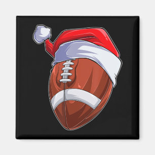 Fun Christmas Football Ball Santa Hat Sport Xmas Magnet