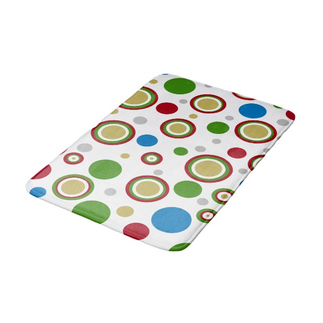 Fun Christmas Geometric Red Green Blue Bath Mat (Angled)
