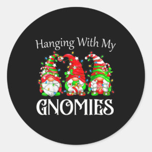 Fun Christmas Gnome Hanging With My Gnomies Family Classic Round Sticker