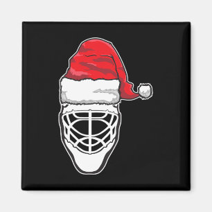 Fun Christmas Hockey Goalie Mask Santa Hat Xmas Gi Magnet