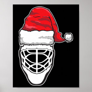 Fun Christmas Hockey Goalie Mask Santa Hat Xmas Gi Poster