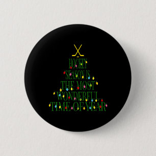 Fun Christmas Hockey - Most Wonderful Time of Year 6 Cm Round Badge