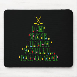 Fun Christmas Hockey - Most Wonderful Time of Year Mouse Pad