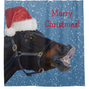 Fun Christmas Horse Shower Curtain