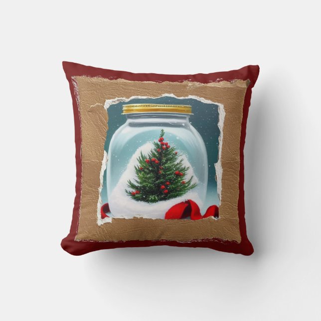 Fun Christmas in a jar collage decoration Cushion (Front)