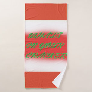 Fun Christmas laughter design red green white Bath Towel