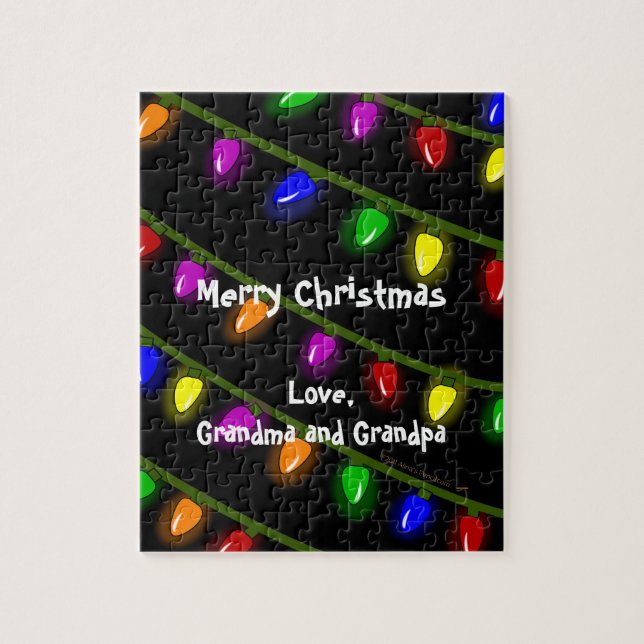 Fun Christmas Lights Custom Message Jigsaw Puzzle (Vertical)