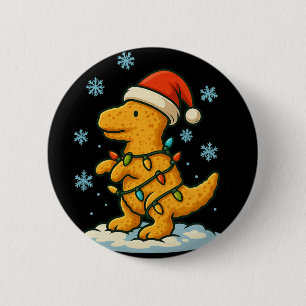 Fun Christmas Lights Wrapped On Dinosaur Chicken N 6 Cm Round Badge