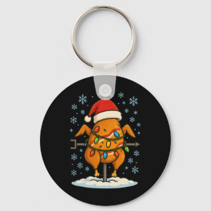 Fun Christmas Lights Wrapped Rotisserie Chicken Fo Key Ring