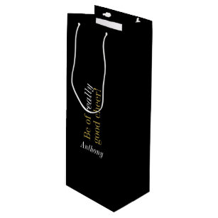 Fun Christmas message Gold & White Typography Wine Gift Bag