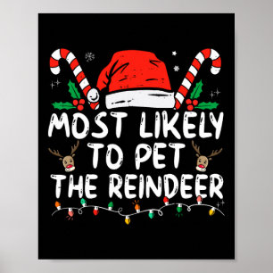 Fun Christmas Most Likely To Pet The Reindeer  Poster