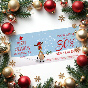 Fun Christmas New Year Tree 2026 Reindeer Discount Rack Card