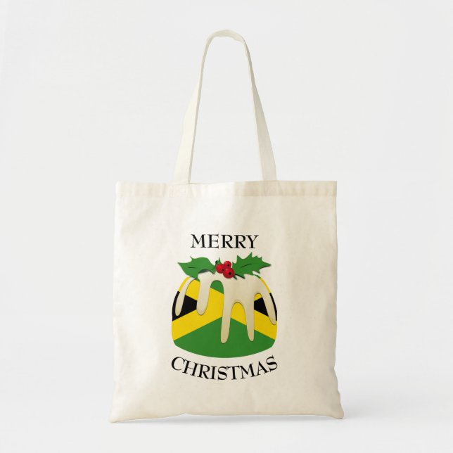 Fun | Christmas Pudding with | JAMAICAN FLAG Tote Bag (Front)