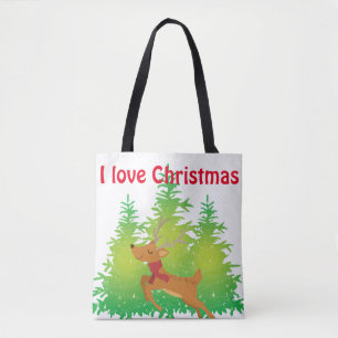 Fun Christmas Reindeer theme Tote Bag