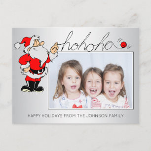 Fun Christmas Santa HOHOHO Family Portrait PHOTO Holiday Postcard