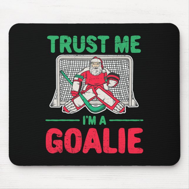 Fun Christmas Santa Ice Hockey Goaltender Goalie  Mouse Pad (Front)