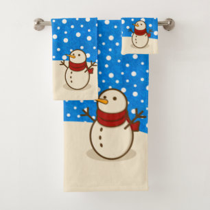 Fun Christmas Snowman Winter Wonderland Bath Towel Set
