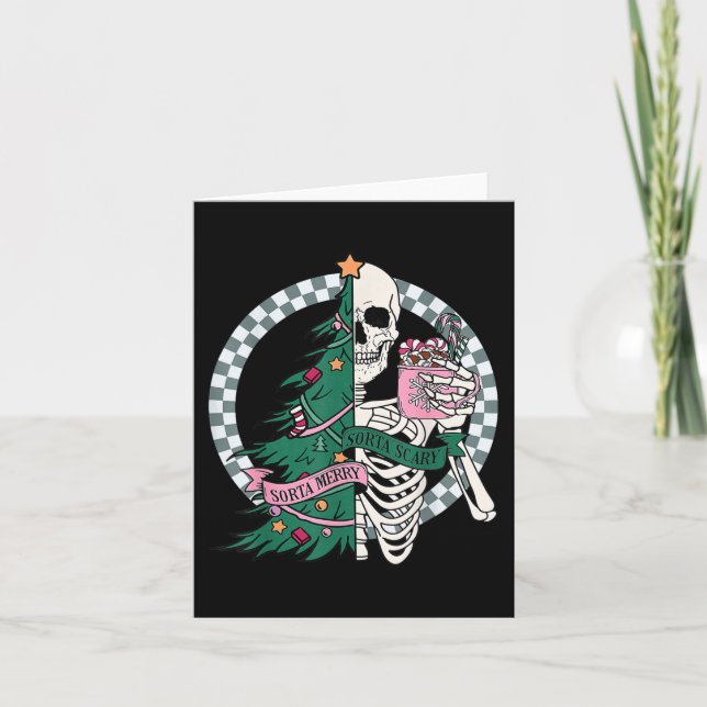 Fun Christmas Sorta Merry Sorta Scary Skeleton Xma Card (Front)