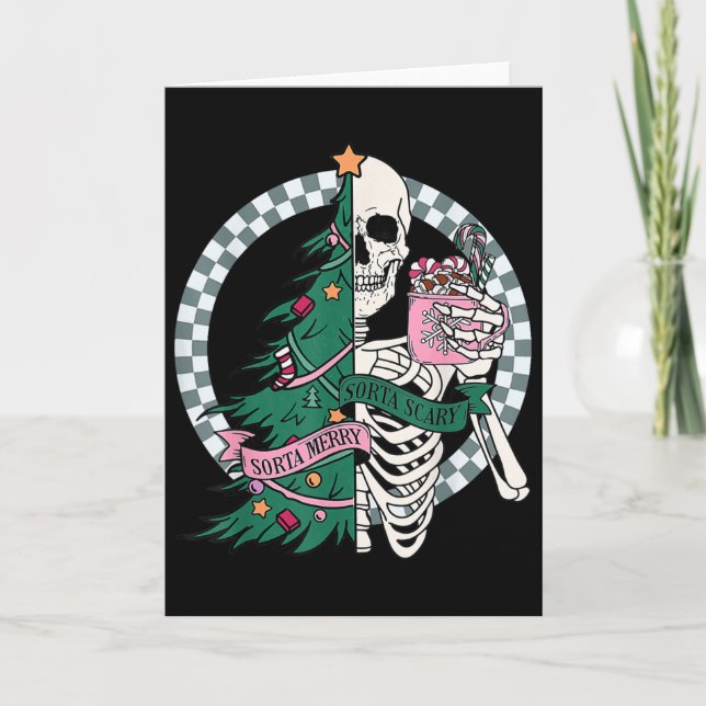 Fun Christmas Sorta Merry Sorta Scary Skeleton Xma Card (Front)