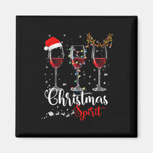 Fun Christmas Spirits Glasses Of Wine Xmas Holiday Magnet