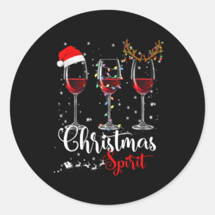 Fun Christmas Spirits Gles Of Wine Xmas Holidays P Classic Round Sticker