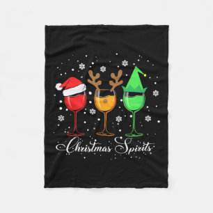 Fun Christmas Spirits Gles Of Wine Xmas Holidays P Fleece Blanket