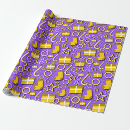 Fun Christmas Stuff on Purple Wrapping Paper