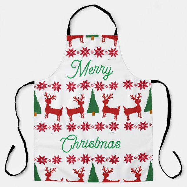 Fun Christmas Sweater Style Holiday Pattern Apron (Front)